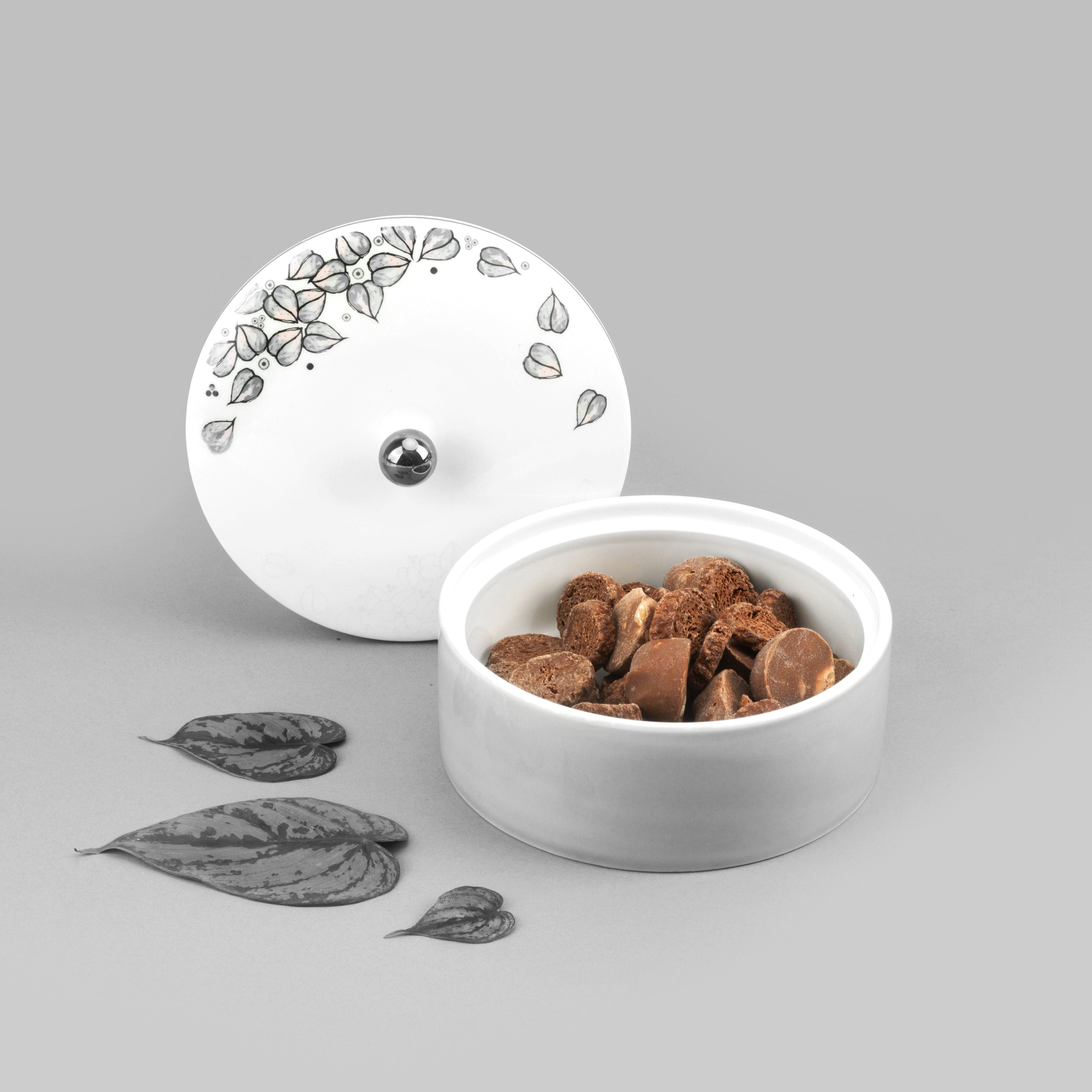 Stylish Lilac - Decorative Small Canister/Server - Grey & Silver