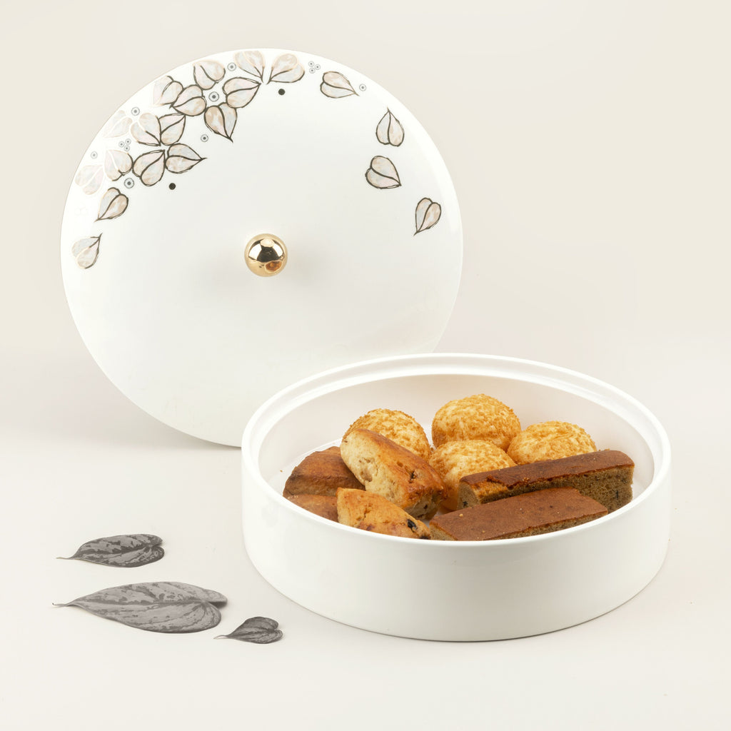 Lilac - Decorative Large Canister/Server - White