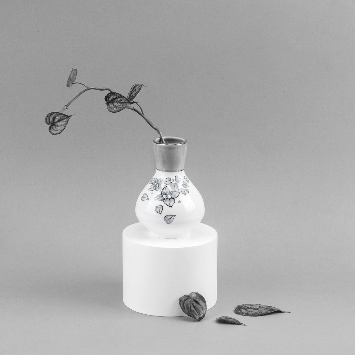 Lila elegante - Jarrón decorativo pequeño - Gris y plateado