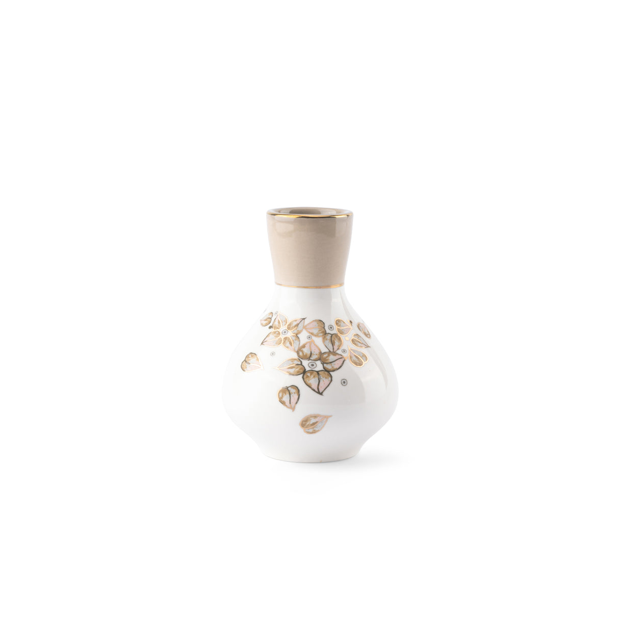 Stylish Lilac - Small Decorative Vase - Beige & Gold