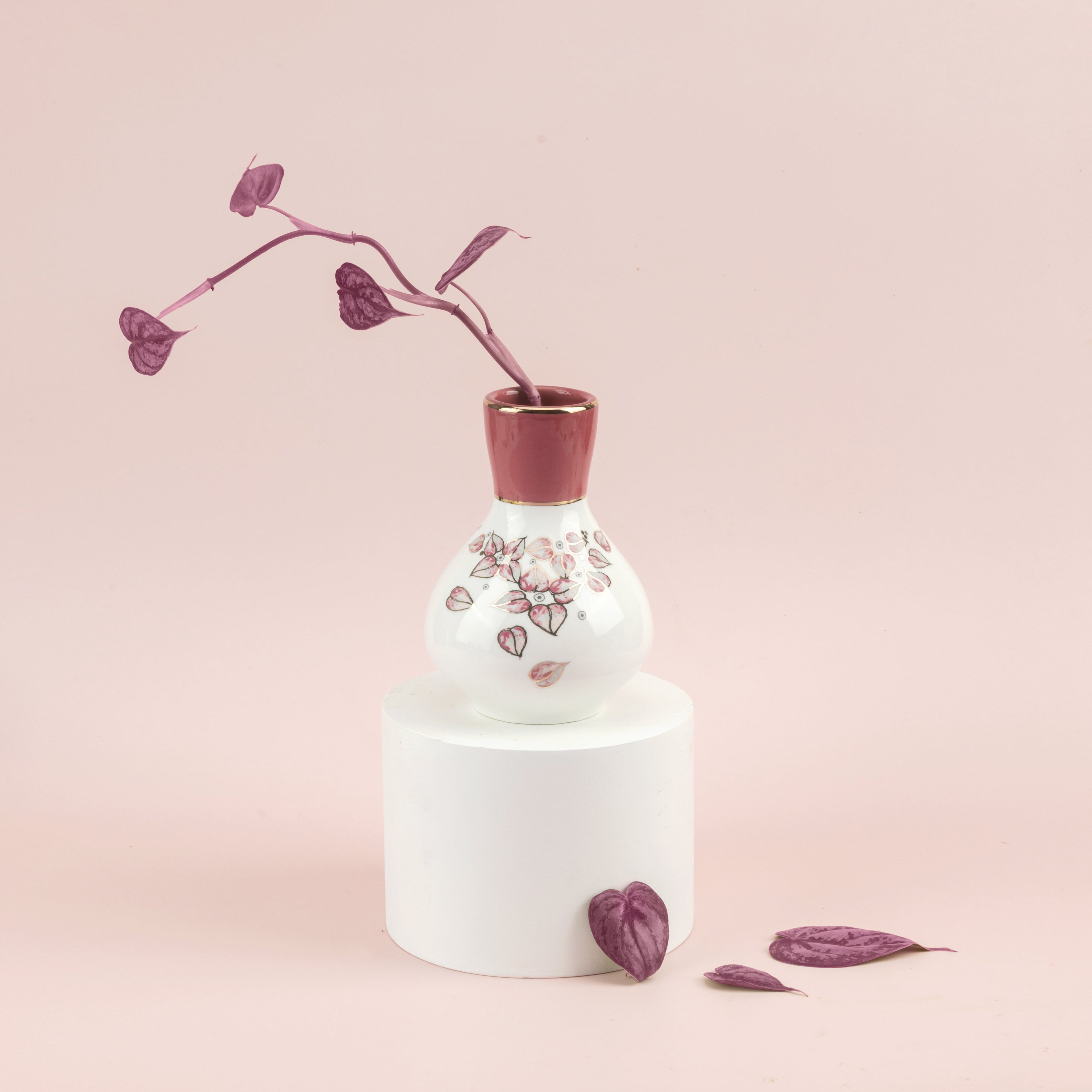 Stylish Lilac - Small Decorative Vase - Pink & Gold