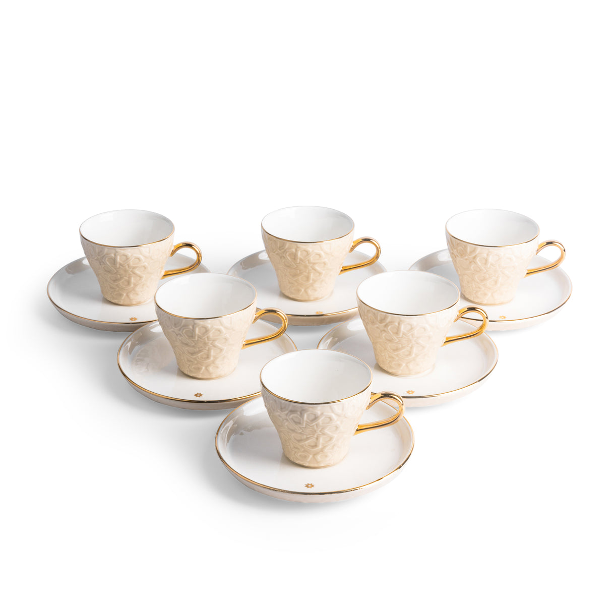 Crown - Esspresso /Turkish Coffee Cups (12-Pc)- Ivory & Gold