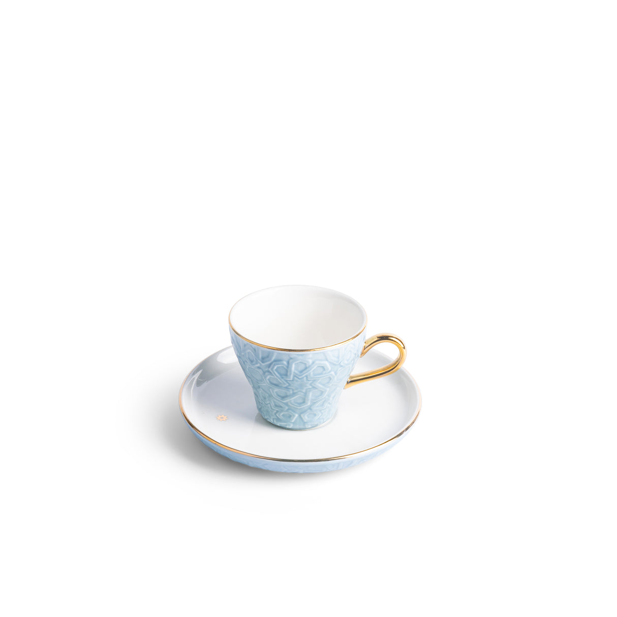 Crown - Esspresso /Turkish Coffee Cups (12-Pc)- Baby Blue & Gold