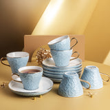 Crown - Cappuccino Cups (12-Pc)- Baby Blue & Gold