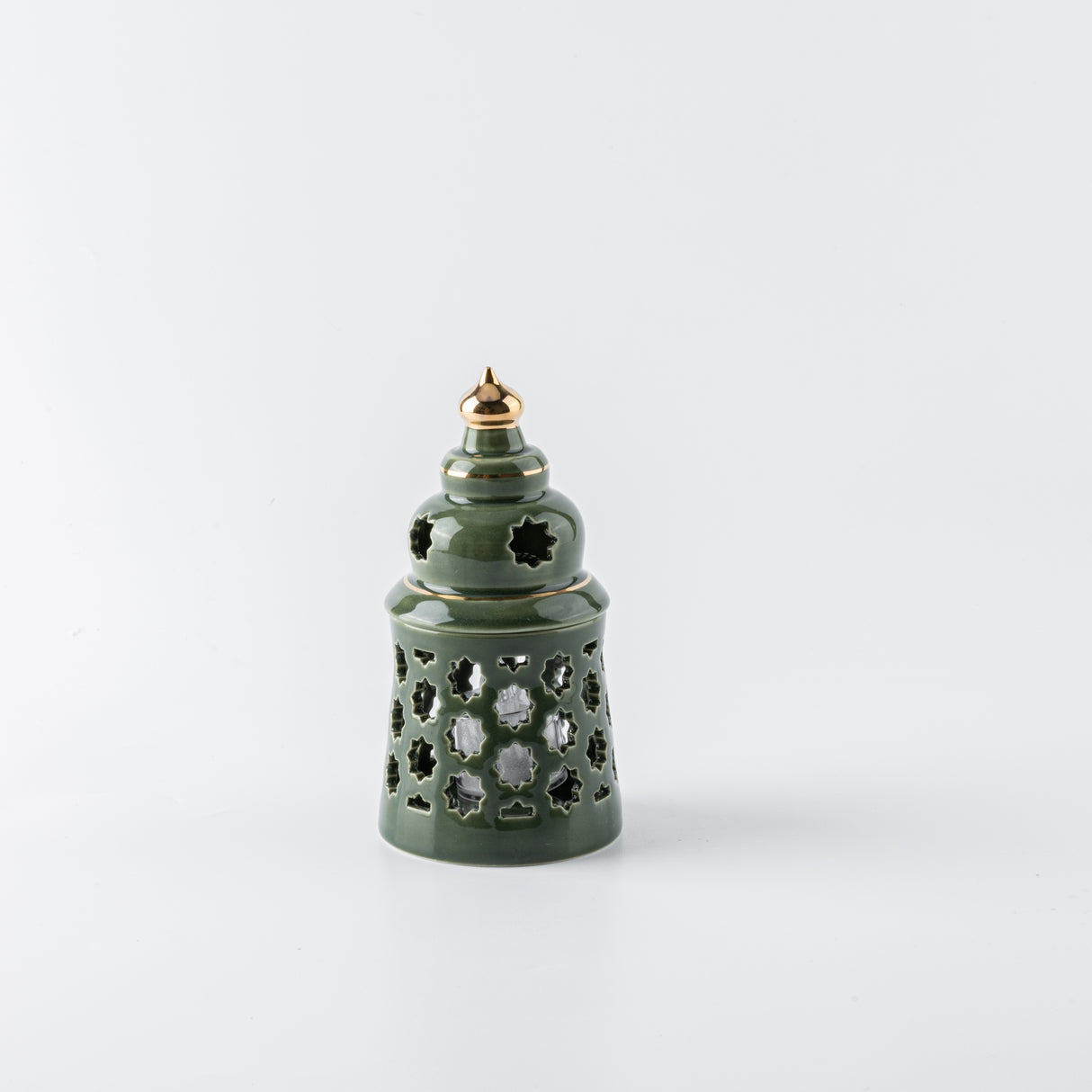 Rosette - Small Candle Holder - Green & Gold