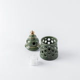 Rosette - Small Candle Holder - Green & Gold