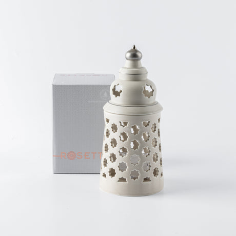 Rosette - Medium Candle Holder - Beige & Silver