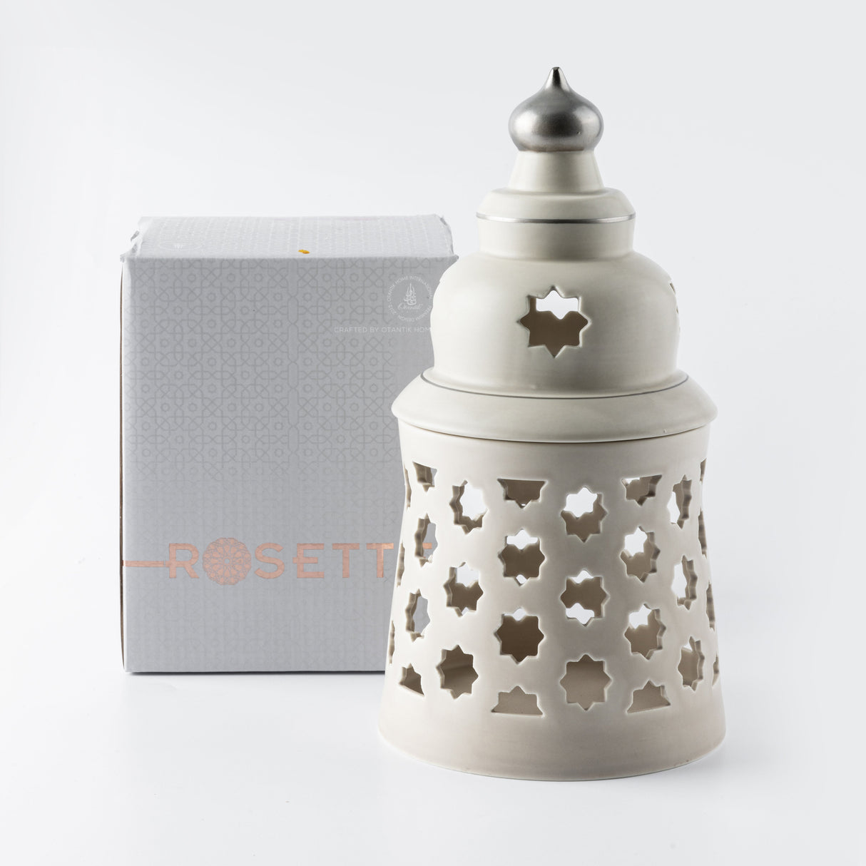 Rosette - Large Candle Holder - Beige & Silver