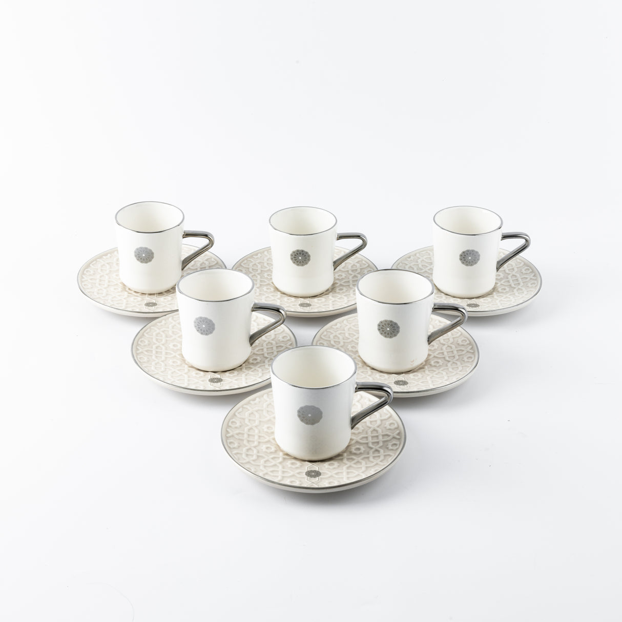 Rosette - Turkish Coffee Set - Beige & Silver