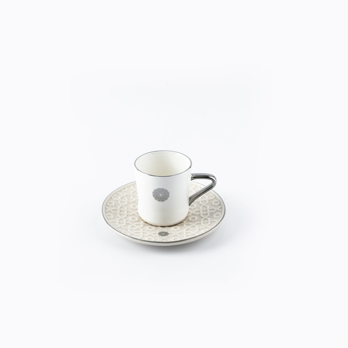 Rosette - Turkish Coffee Set - Beige & Silver