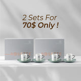 Luxury Rosette Coffee Duo (Set of 2)-Baby blue & Silver