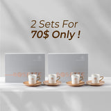 Luxury Rosette Coffee Duo (Set of 2)-Orange & Gold