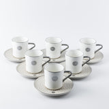 Rosette - Cappuccino Cups - Beige & Silver