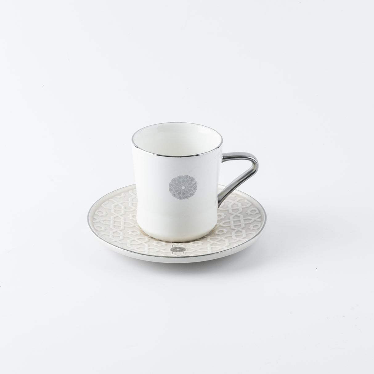 Rosette - Cappuccino Cups - Beige & Silver