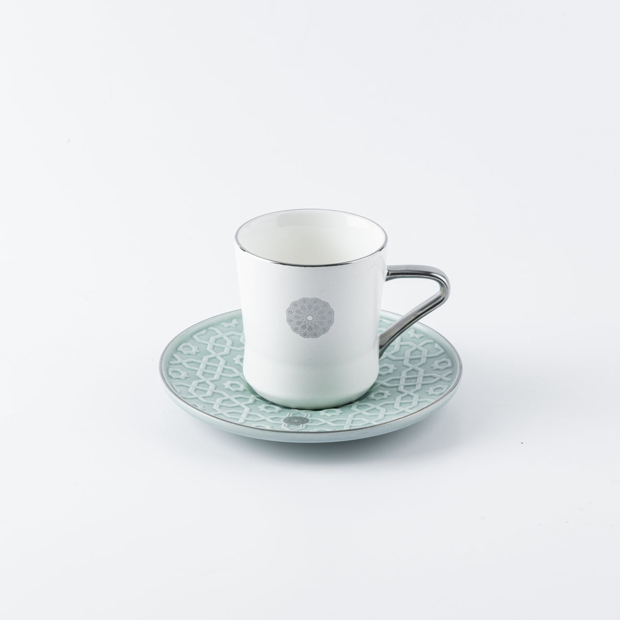 Rosette - Cappuccino Cups - Baby Blue & Silver