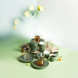 Rosette - Tea Set (19-Pc) - Green & Gold