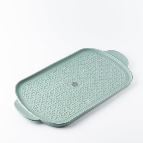 Rosette - Porcelain Serving Tray - Baby Blue & Silver