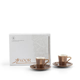 The Noor Luxury Coffee Duo (Set of 2)-Brown & Gold