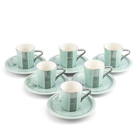 The Noor Luxury Coffee Duo (Set of 2)-Blue & Silver