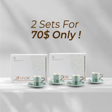 The Noor Luxury Coffee Duo (Set of 2)-Blue & Silver