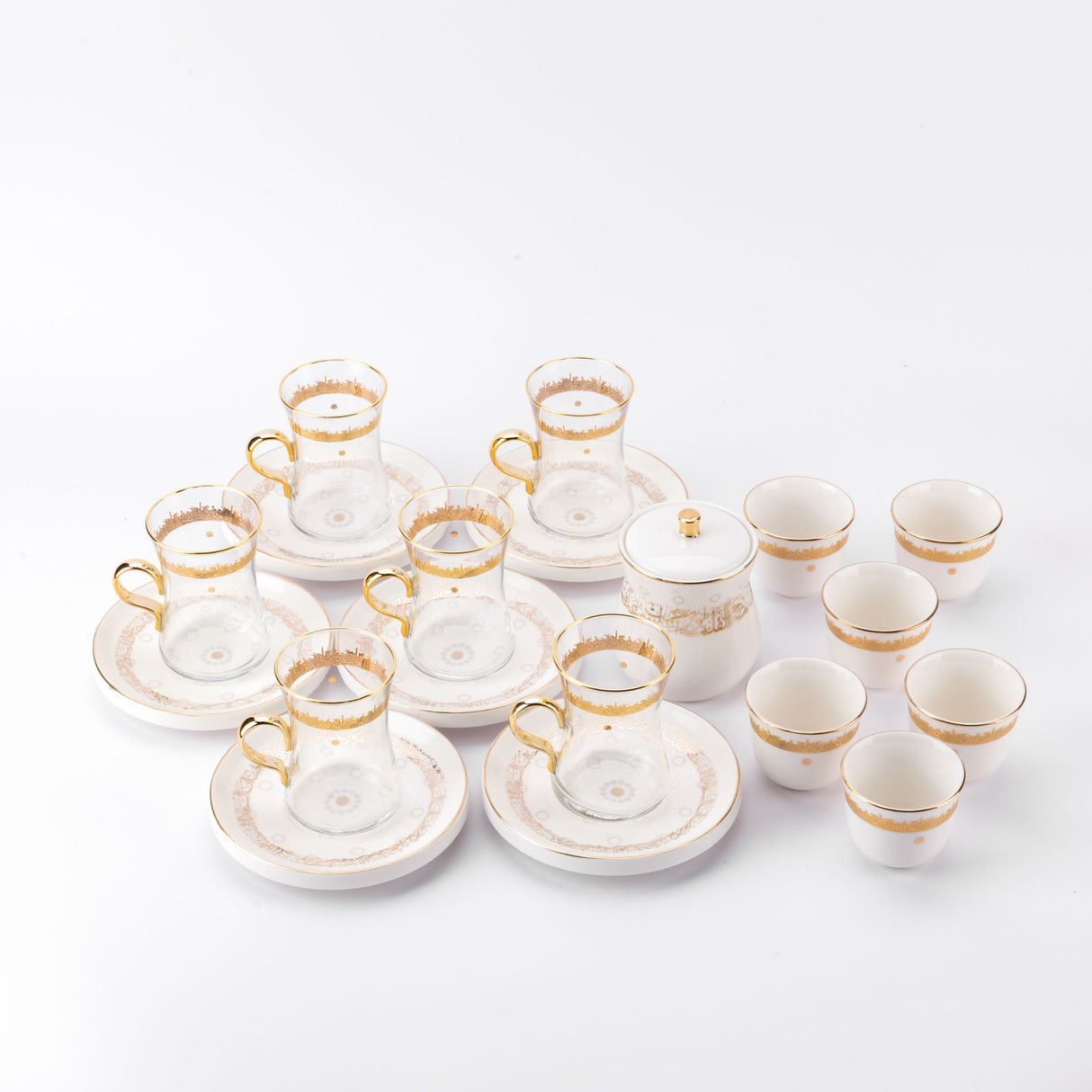 Atheer - Tea Set (19-Pc) - White & Gold