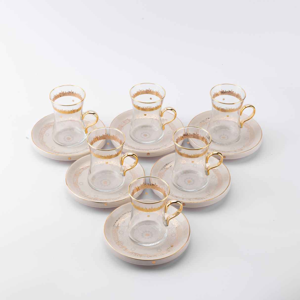 Atheer - Tea Set (12-Pc) - Beige & Gold