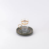 Atheer - Tea Set (12-Pc) - Olive Green & Gold