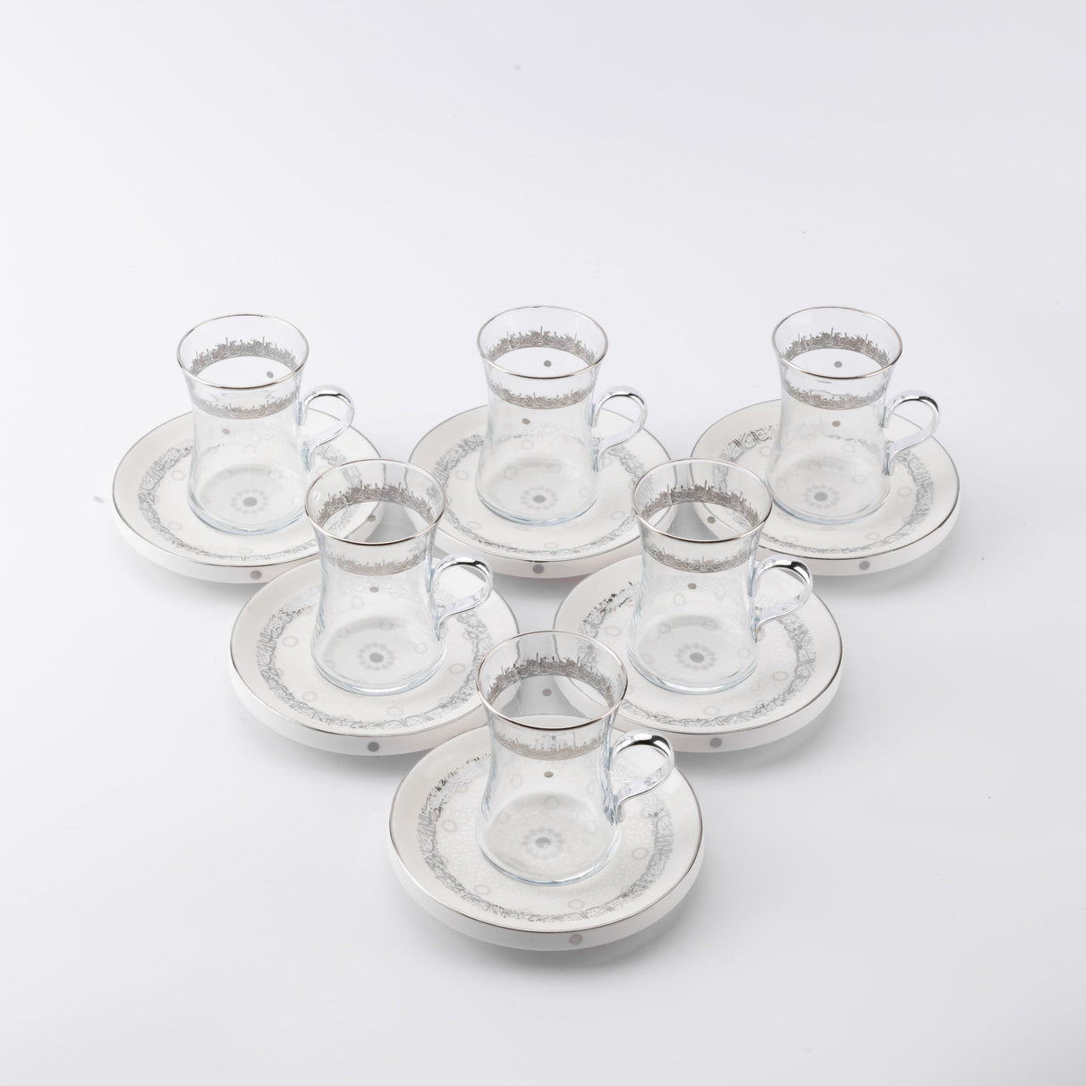 Atheer - Tea Set (12-Pc) - White & Silver