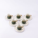 Atheer - Turkish Coffee Set (12-Pc) - Olive Green & Gold