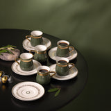 Atheer - Turkish Coffee Set (12-Pc) - Olive Green & Gold