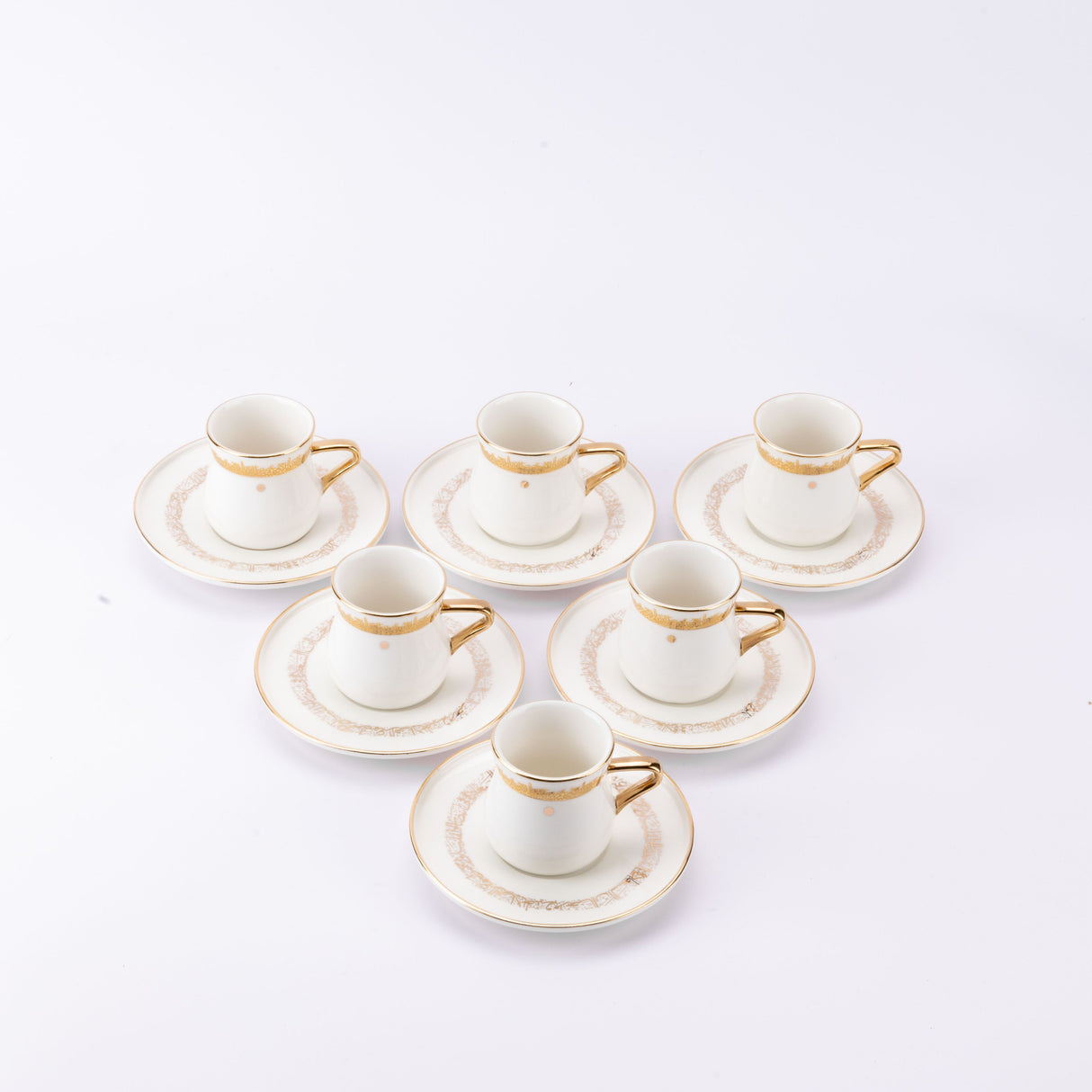 Atheer - Turkish Coffee Set (12-Pc) - White & Gold