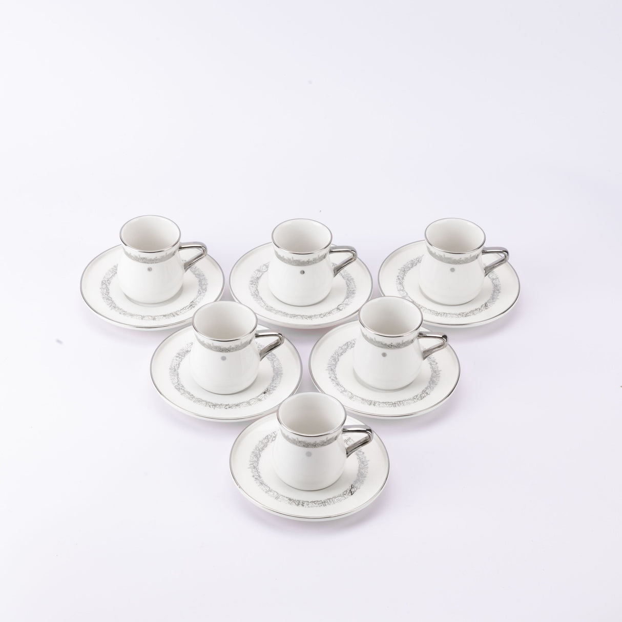 Atheer - Turkish Coffee Set (12-Pc) - White & Silver