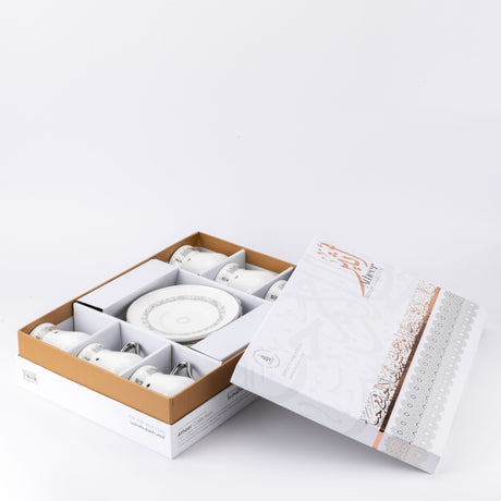 Atheer - Cappuccino Set (12-Pc) - White & Silver