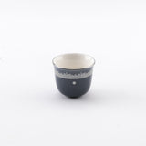 Atheer - Arabic Coffee Cups With Holder - Dark Blue & Silver