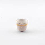 Atheer - Arabic Coffee Cups With Holder - Beige & Gold