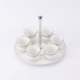 Atheer - Arabic Coffee Cups With Holder - White & Silver