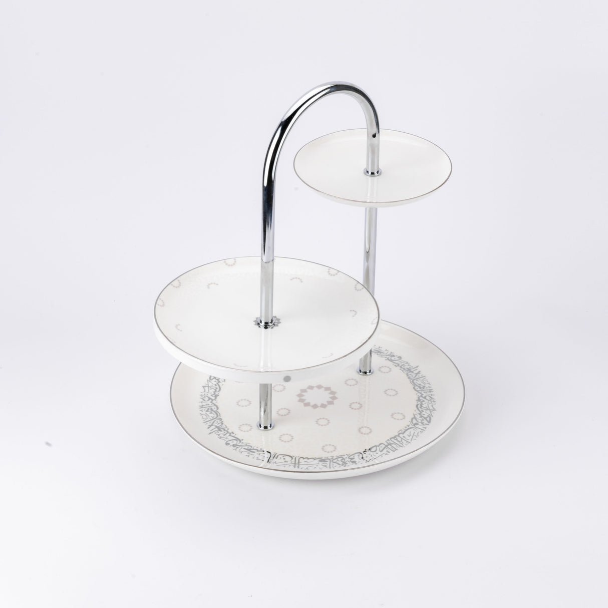 Atheer - 3 Tier Plate - White & Silver