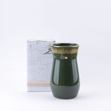 Atheer - Medium Decorative Vase - Olive Green & Gold