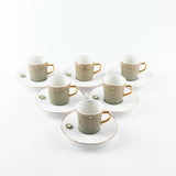 Asala - Esspresso/Turkish Coffee Set (12-Pc) - Olive Green & Gold