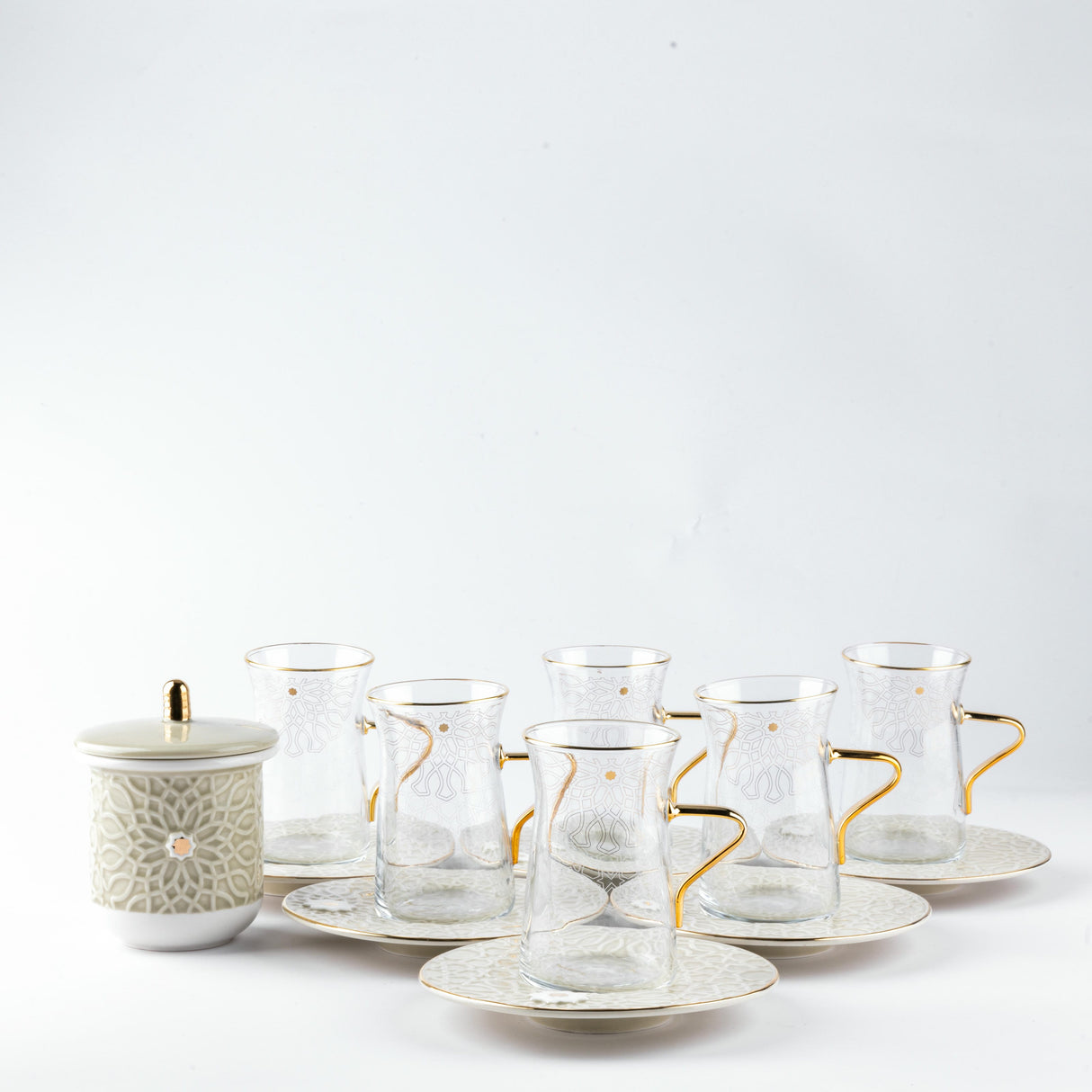 Asala - Tea Set (13-Pc) - Beige & Gold