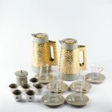 Asala - Premium Tea Set (21-Pc) - Olive Green & Gold