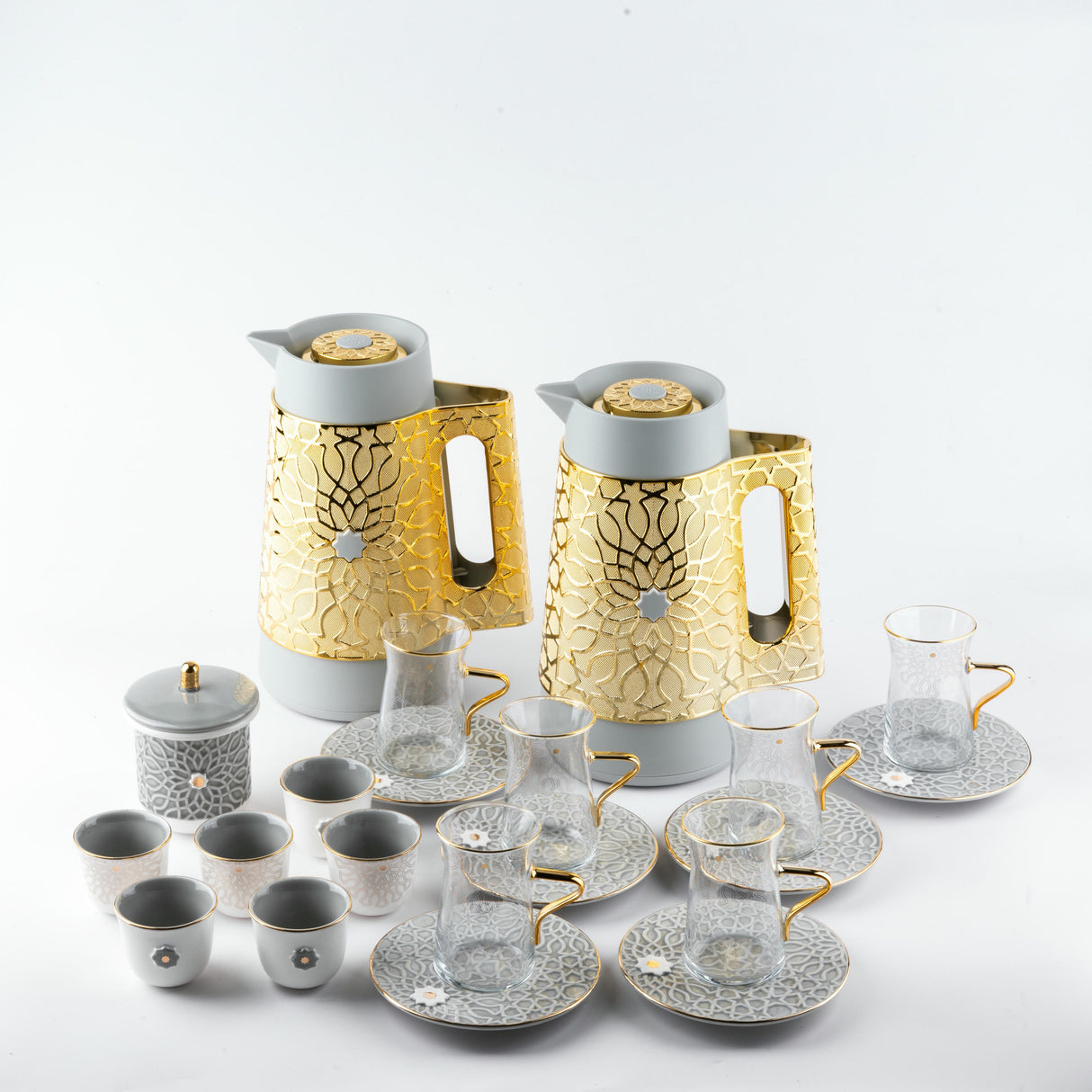 Asala - Premium Tea Set (21-Pc) - Grey & Gold