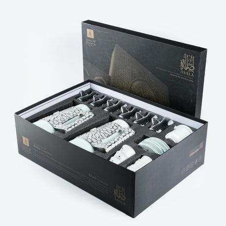 Asala - Premium Tea Set (21-Pc) - Teal & Silver