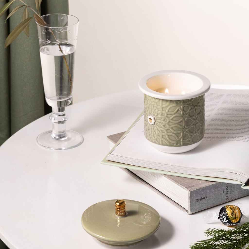Asala - Medium Candle| Mystic Woods - Olive Green & Gold