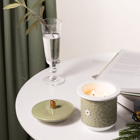 Asala - Large Candle| Mystic Woods - Olive Green & Gold
