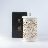 Asala - Large Lantern Candle Holder - Beige & Silver