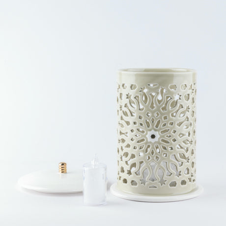 Asala - Large Lantern Candle Holder - Beige & Gold