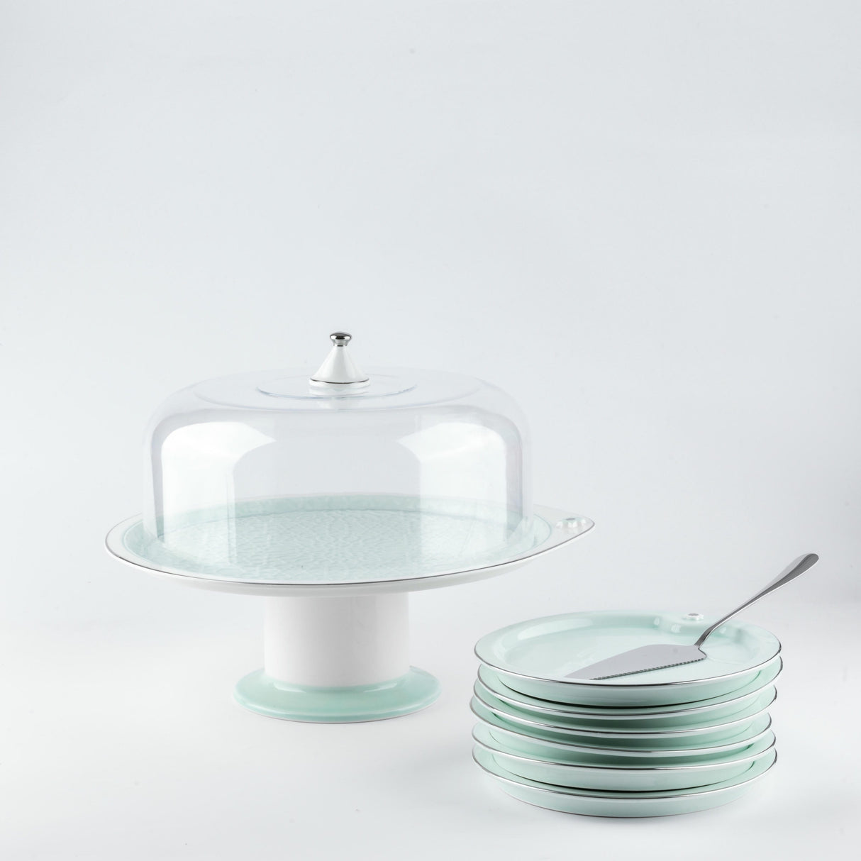 Asala - Cake Set (9-Pc) - Teal & Silver