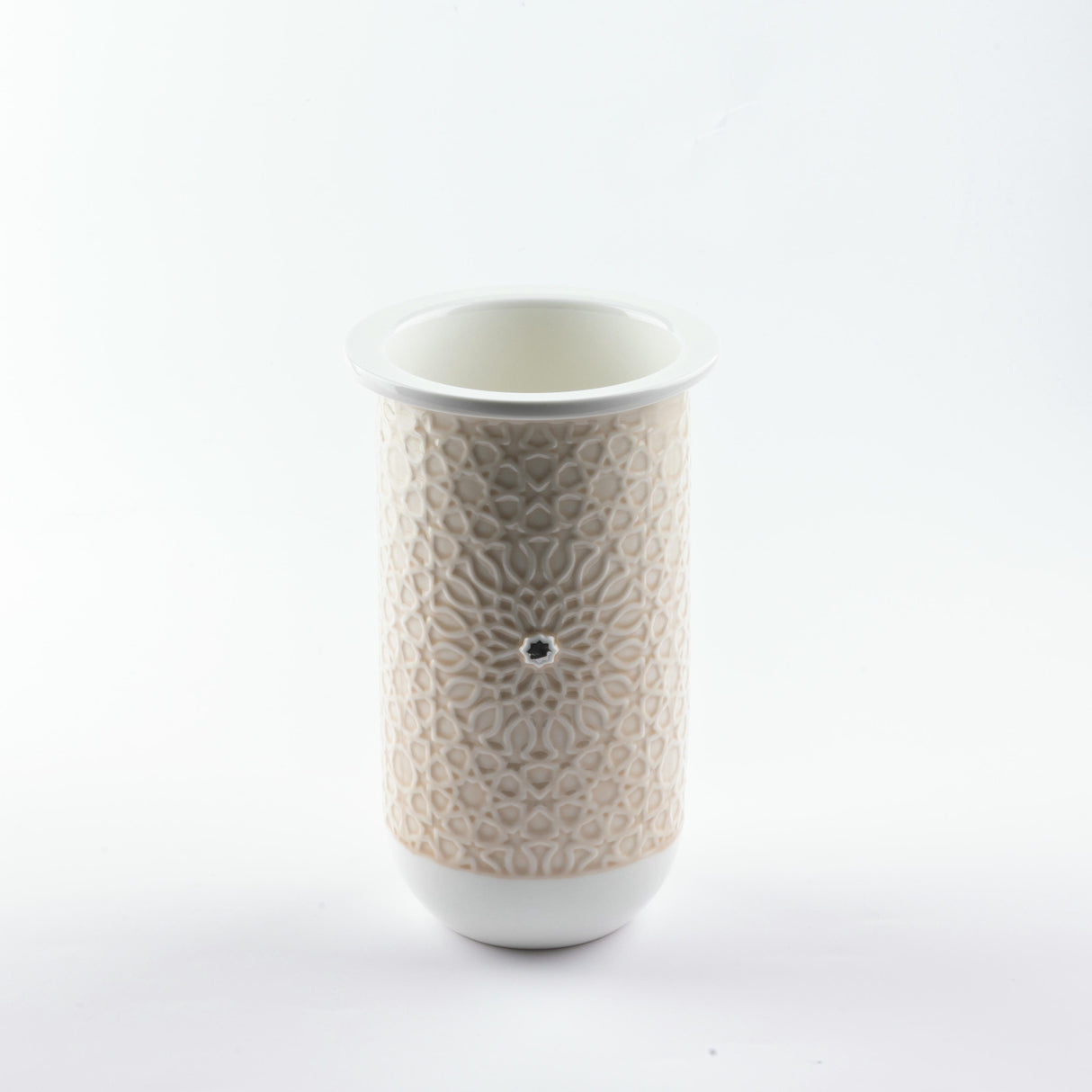 Asala - Medium Decorative Vase - Beige & Silver