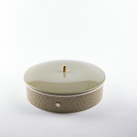 Asala - Large Decorative Canister - Olive Green & Gold